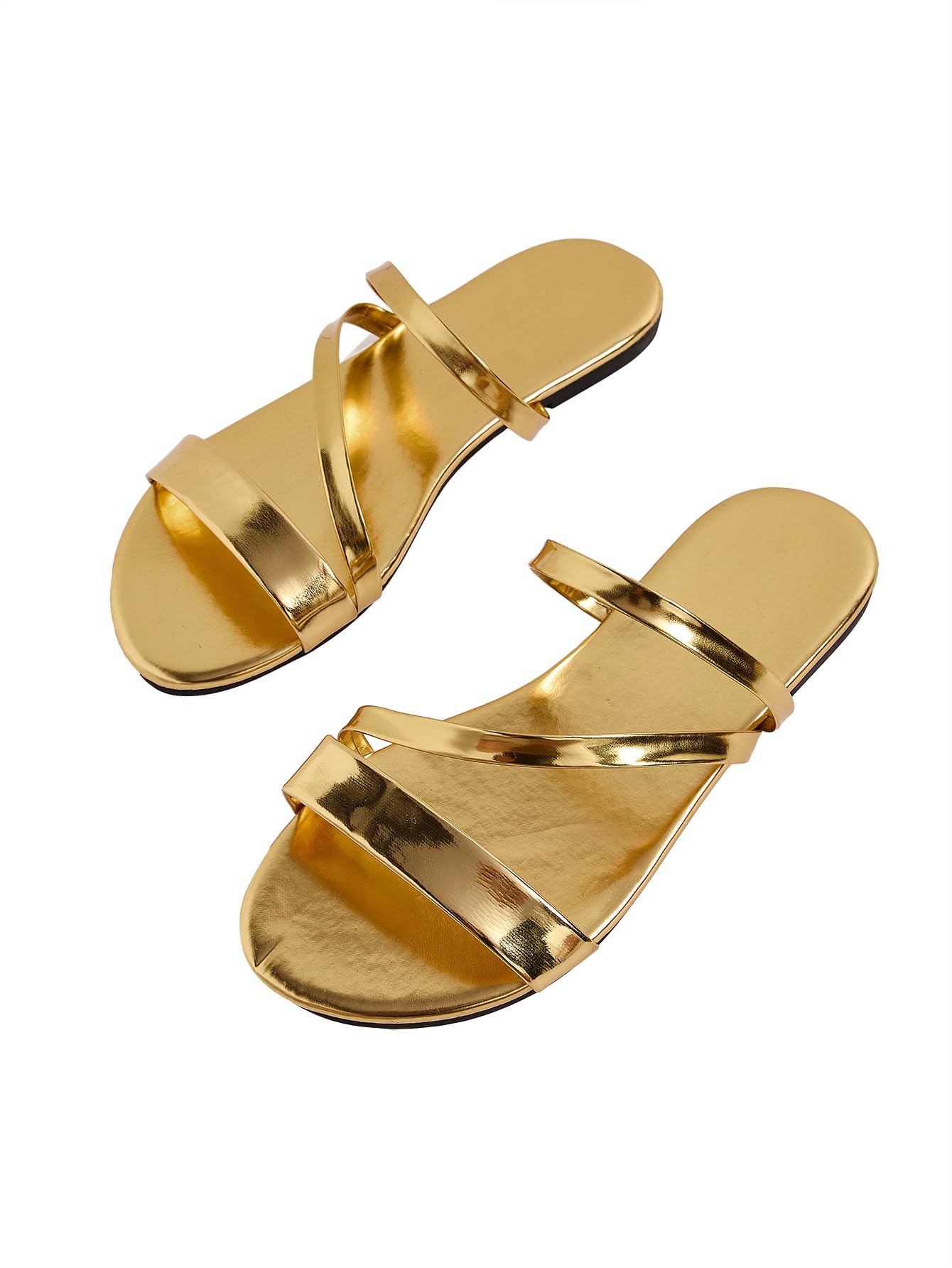 Gorglitter Women's Waterproof Metallic Strappy Open Toe Flat Sandal Pu Leather Summer Slides
| Gorglitter Women's Styli